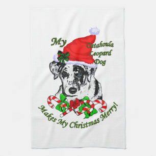 Catahoula Leopard Dog Christmas Kitchen Towel