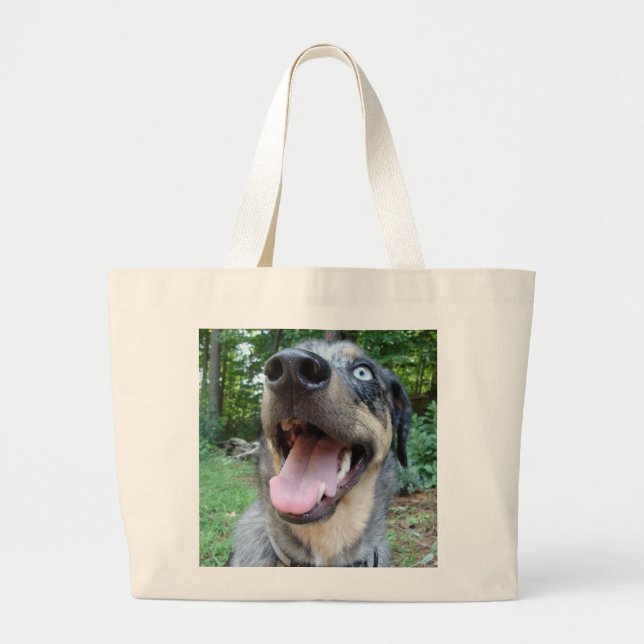 Catahoula Leopard Dog Face Large Tote Bag (Front)