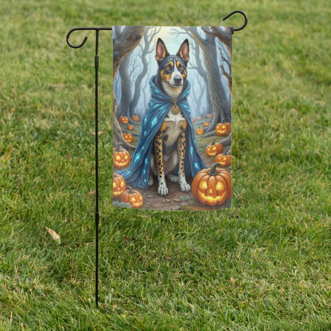 Catahoula Leopard Dog Ghostly Warrior Halloween Garden Flag (In SItu)