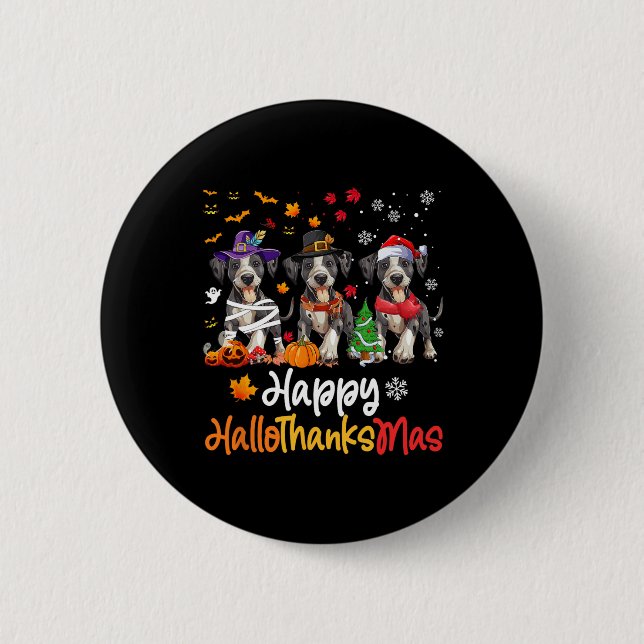 Catahoula Leopard Dog Halloween Christmas Hallotha Button (Front)