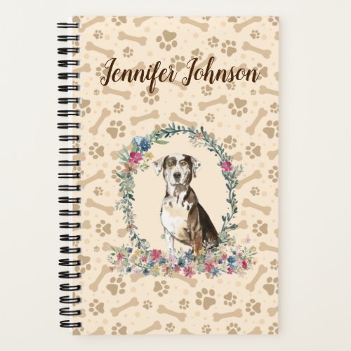 Catahoula Leopard Dog Paw Print  Floral Cute Notebook