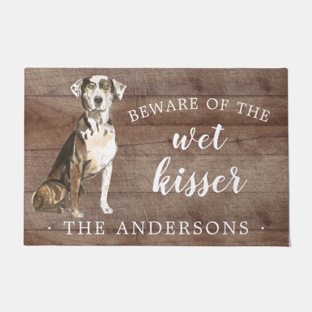 Catahoula Leopard Dog Personalized Door Mat (Front)