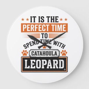 Catahoula Leopard Dog Vintage Time Shirt Design_1 Large Clock