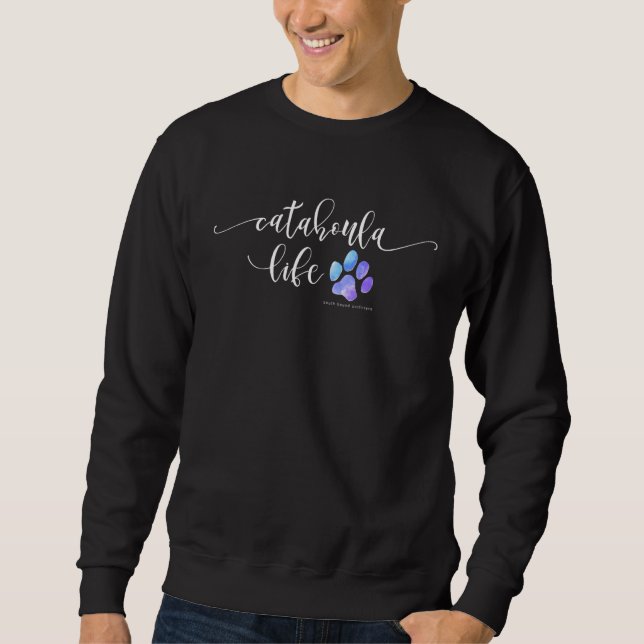 Catahoula Life Leopard Dog Paw and Letter Print Sweatshirt (Front)