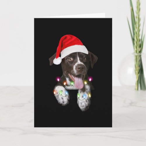 catahoula puppy sitting christmas light card