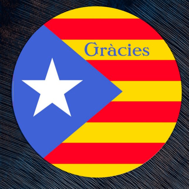 Catalan Flag Thank You  Classic Round Sticker (Creator Uploaded)