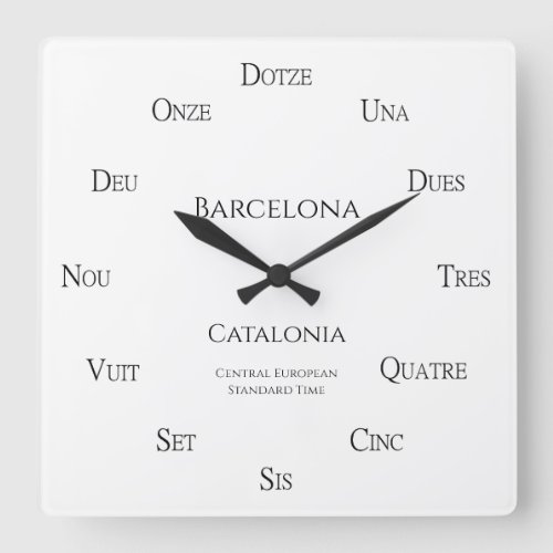 Catalan Numbers Custom City Country Time Zone Square Wall Clock