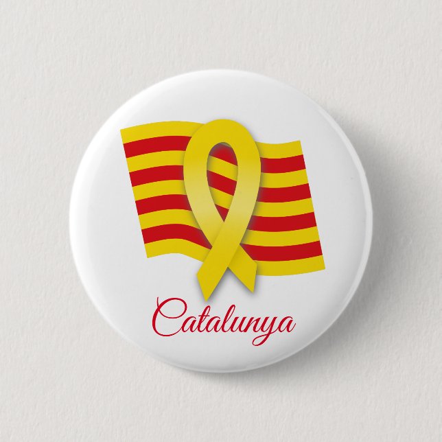 Catalan ribbon and flag button (Front)