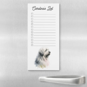 Catalan Sheepdog Watercolor Editable Text Magnetic Notepad