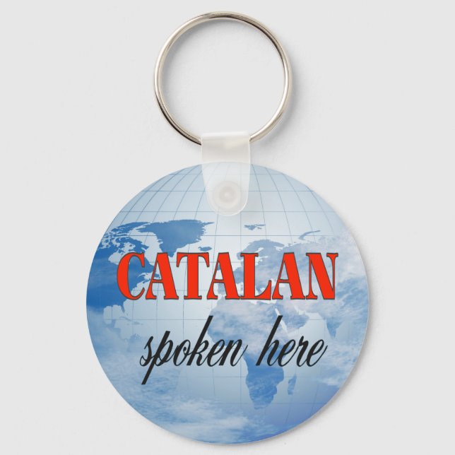 Catalan spoken here cloudy earth keychain (Front)