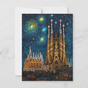 Catalan Starry Night Gaudí Meets Van Gogh Postcard