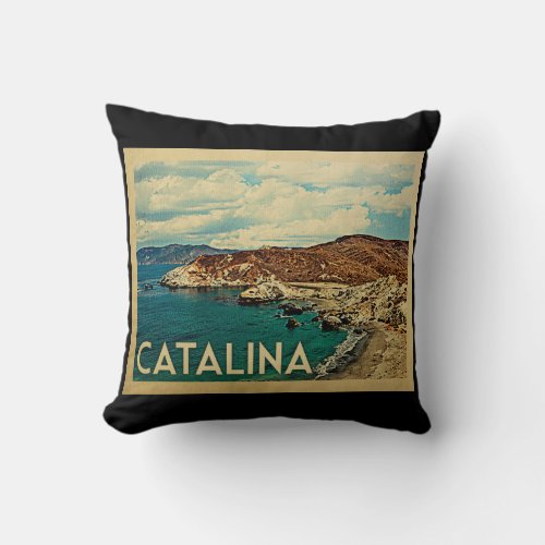 Catalina California Vintage Travel Throw Pillow