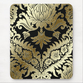 CATALINA DAMASK in GOLD on BLACK Mouse Pad