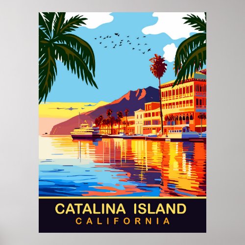 Catalina Island CA Water Reflections Travel Poster