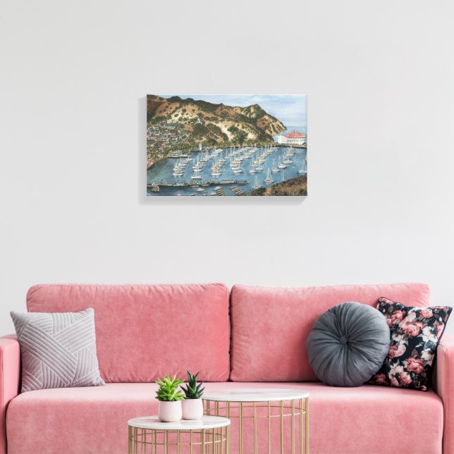Catalina Island, CA  Watercolor Painting on Canvas (Insitu(LivingRoom))