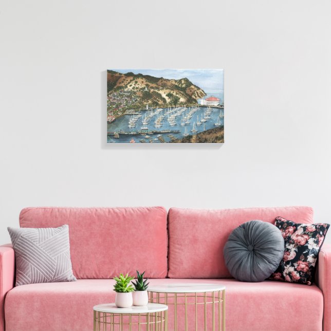 Catalina Island, CA  Watercolor Painting on Canvas (Insitu(LivingRoom))