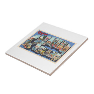 Catalina Island California Large Letter Postcard Ceramic Tile