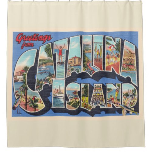 Catalina Island California Large Letter Postcard Shower Curtain