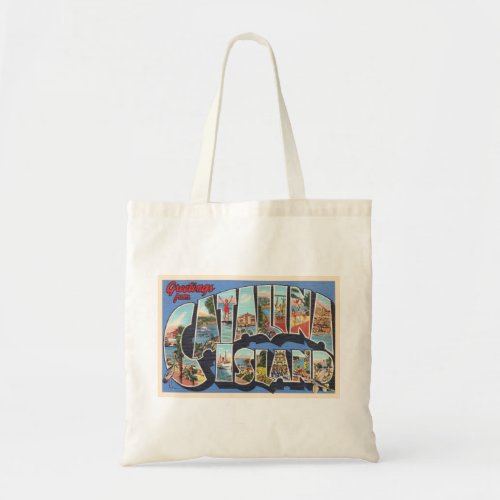 Catalina Island California Large Letter Postcard Tote Bag