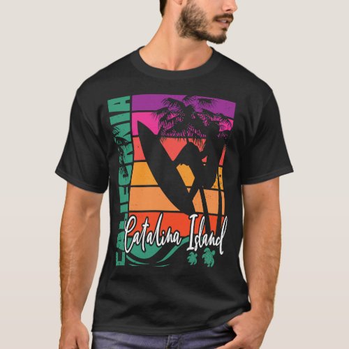 Catalina Island California Retro Sunset Beach Surf T_Shirt