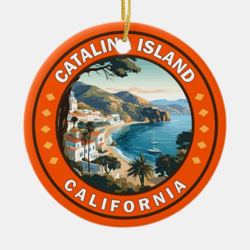 Catalina Island California Travel Art Badge Ceramic Ornament