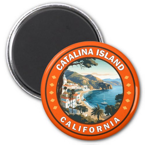 Catalina Island California Travel Art Badge Magnet