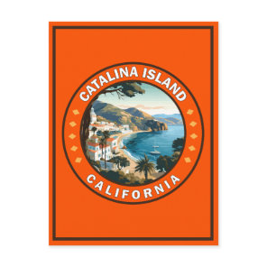 Catalina Island California Travel Art Badge Postcard