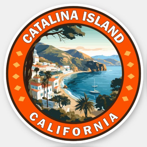 Catalina Island California Travel Art Badge Sticker