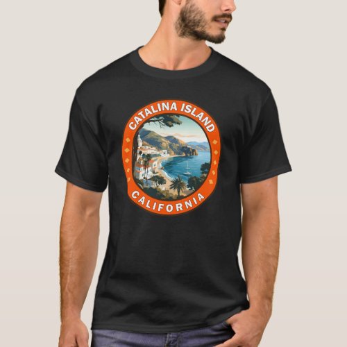 Catalina Island California Travel Art Badge T_Shirt