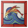 Catalina Island Flying Fish Tile with Border