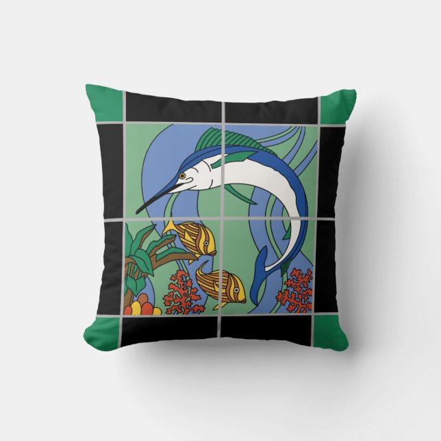 Catalina Island Marlin Design Pillow (Front)