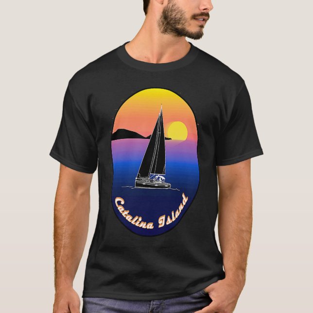 Catalina Island Sailing Printed On Front T-Shirt (Front)