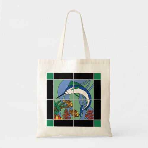 Catalina Island Tile Marlin Mural Tote Bag