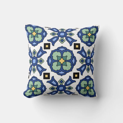 Catalina Island Tile Vintage 1920s Design Throw Pillow