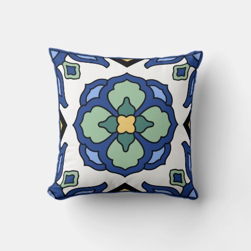 Catalina Island Tile Vintage 1920s Design Throw Pillow