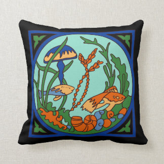 Catalina Island Tile Vintage 1920s Undersea Garden Throw Pillow