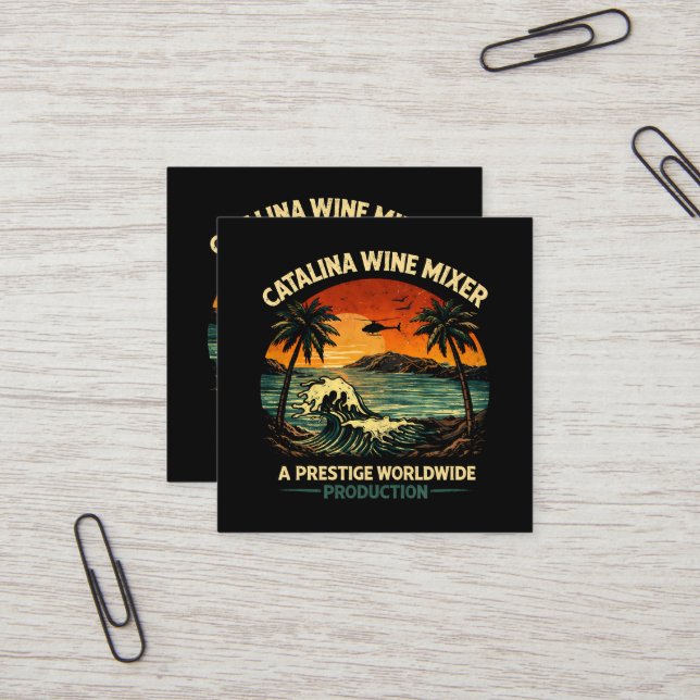 Catalina Wine Mixer Square Business Card (Front/Back In Situ)