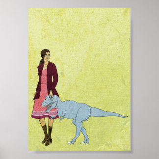 Catalog Woman and Dinosaur 5x7 Poster