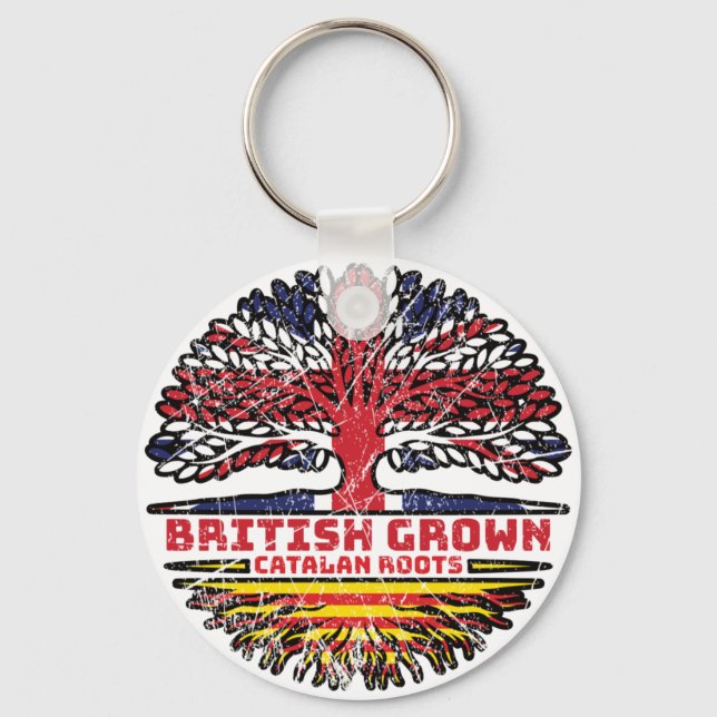 Catalonia Catalan Uk United Kingdom British Tree Keychain (Front)