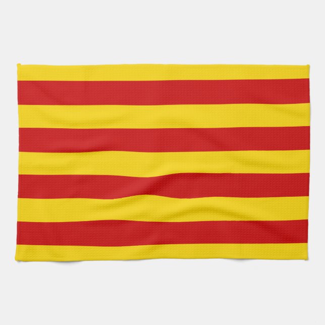 Catalonia Flag & Catalan - La Senyera fashion Kitchen Towel (Horizontal)