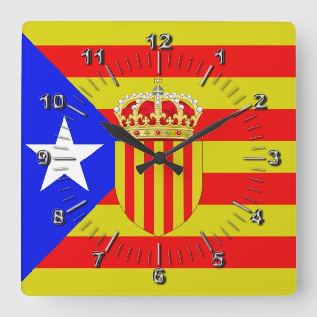 Catalonia flag square wall clock (Front)