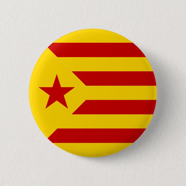 Catalonia Red Starred Flag Pinback Button (Front)