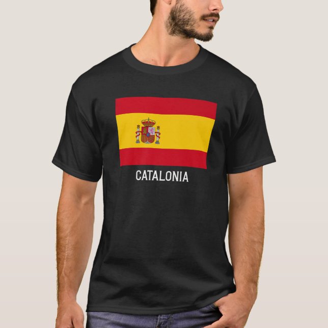 Catalonia Spain Flag Emblem Escudo Bandera Crest T-Shirt (Front)