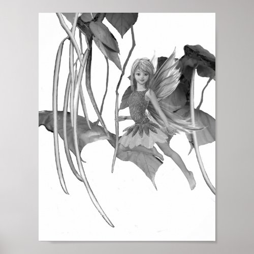 Catalpa Tree Fairy with Seed Pods Poster