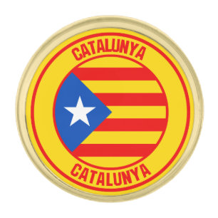 Catalunya Round Emblem Gold Finish Lapel Pin