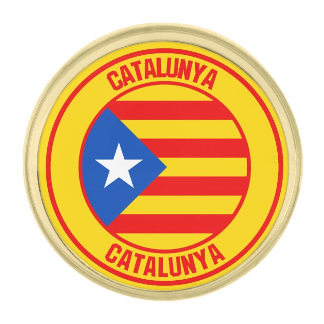 Catalunya Round Emblem Gold Finish Lapel Pin (Front)