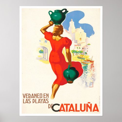 Catalunya Spain vintage travel Poster