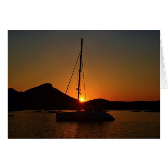 Catamaran at sunset Ibiza. Cards (Front Horizontal)