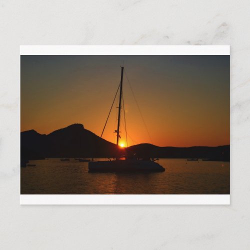 Catamaran at sunset IbizaJPG Postcard
