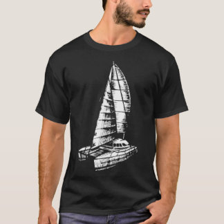 Catamaran Boat Old Sailing Boat Ocean Sea Fun Sail T-Shirt